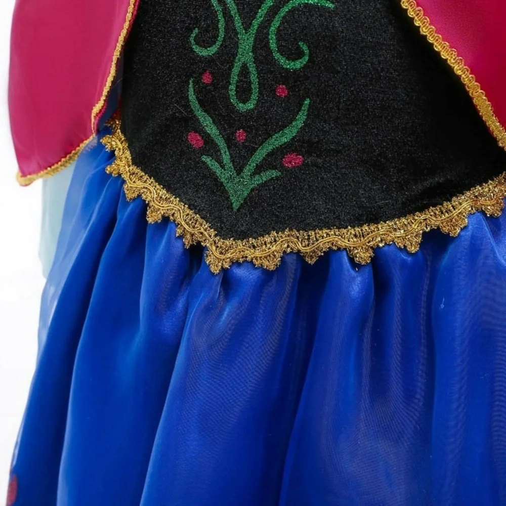 Girls Anna Long Sleeve with Cape Dress Christmas Princess Costume 4-5T birthday - Picture 5 of 6